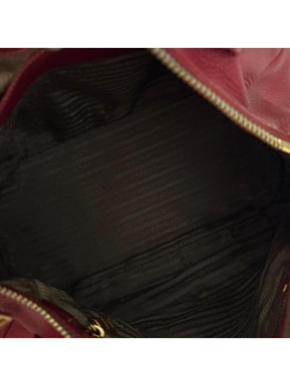 Prada Red Pebbled Leather Satchel Handbag - Picture 7 of 11
